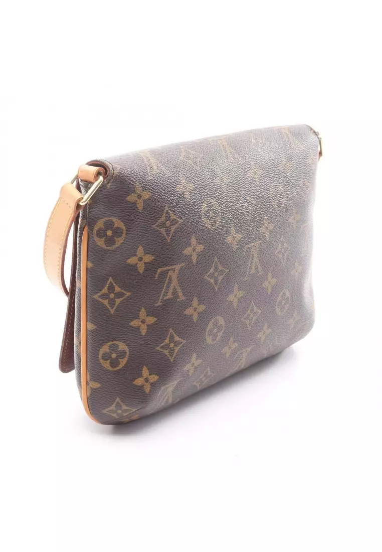 Pre-Loved Louis Vuitton musette tango long strap monogram Shoulder bag PVC leather Brown