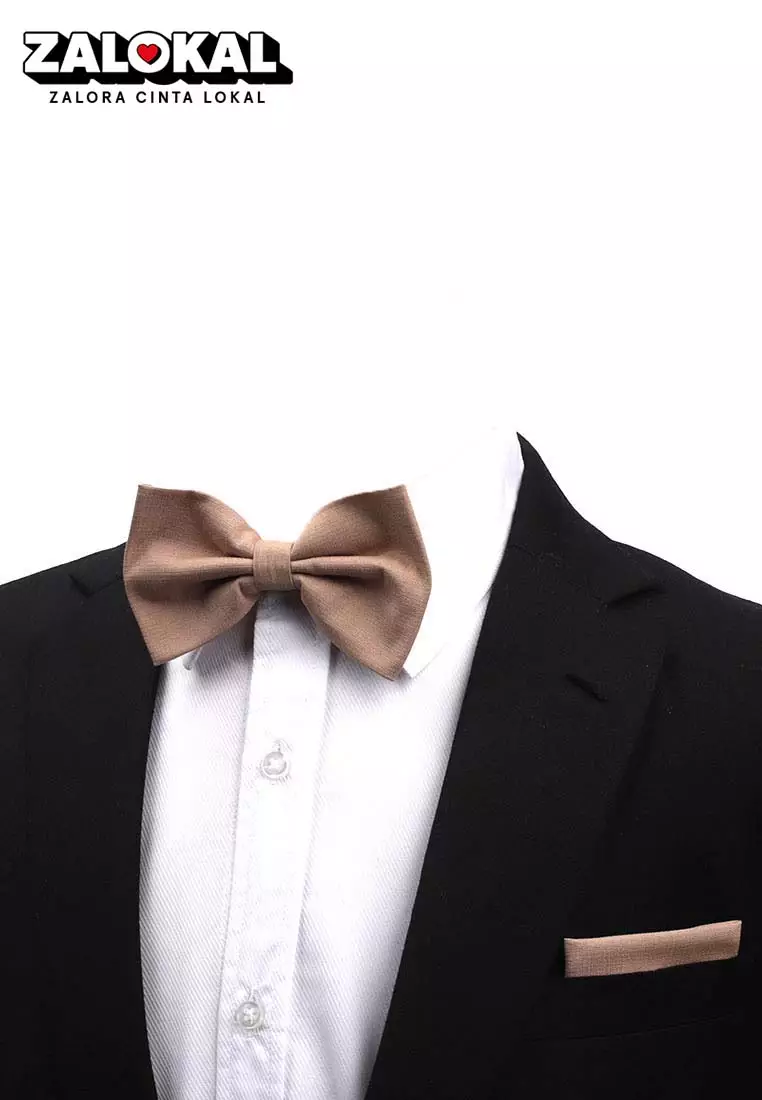 Houseofcuff Dasi Kupu Bowtie Pocket Square Saputangan Dark Salmon A31