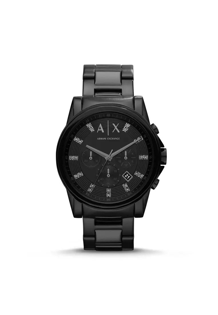 Armani exchange black discount stainless steel watch