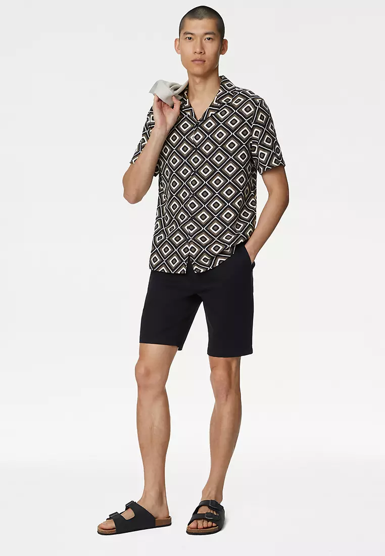 Easy Iron Linen Blend Printed Shirt