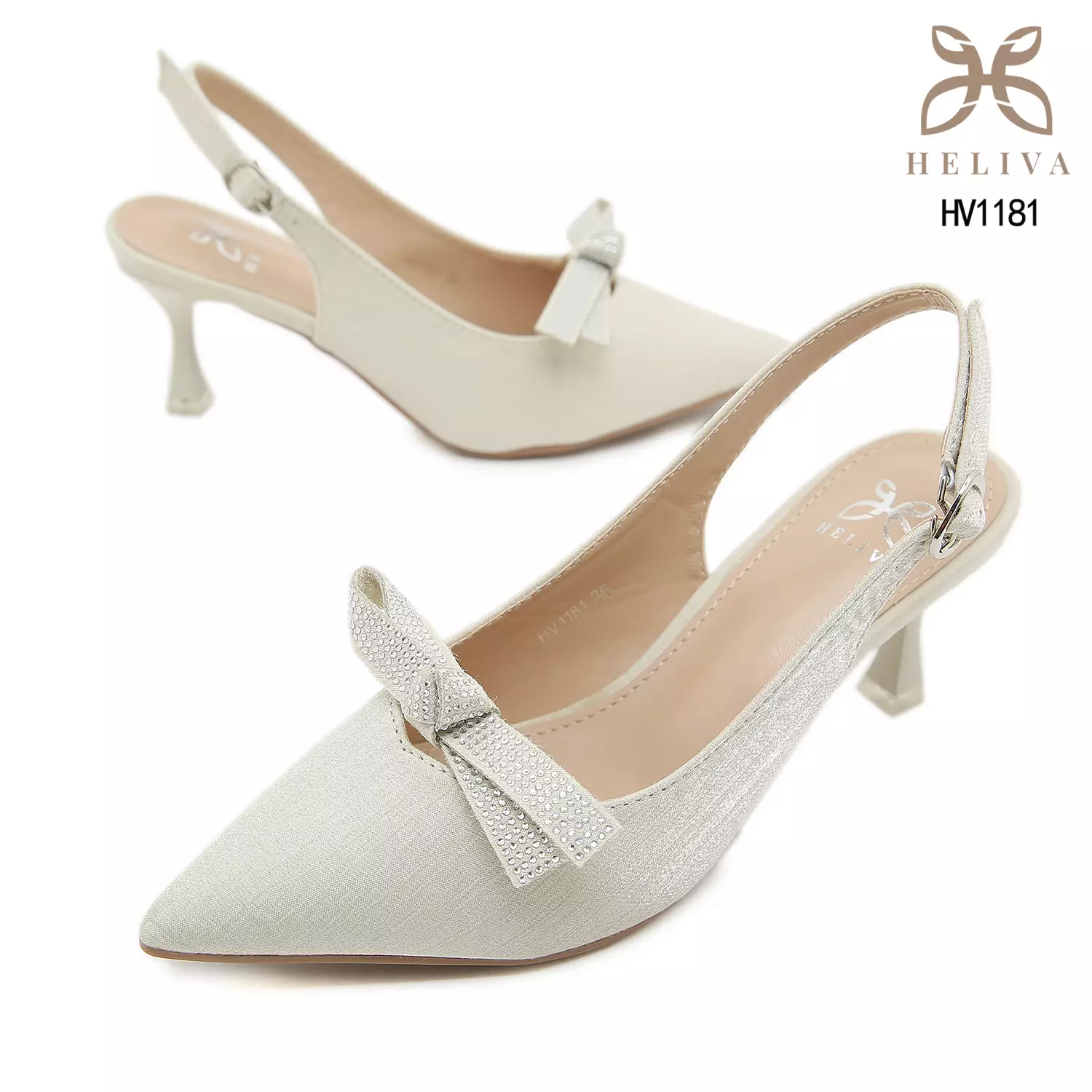 Heliva Vienna High Heels Shimmer Sling Back Bow Accessories Sol 6.5cm HV1181