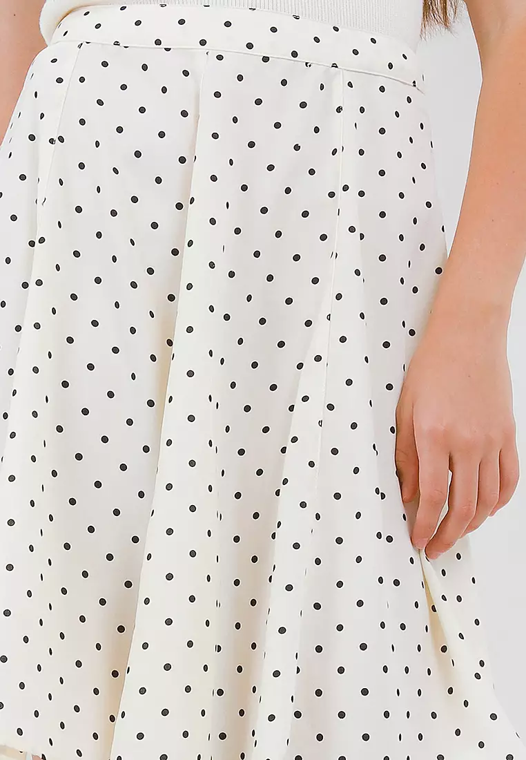 Polka Dot Full Circle Skirt In Ivory