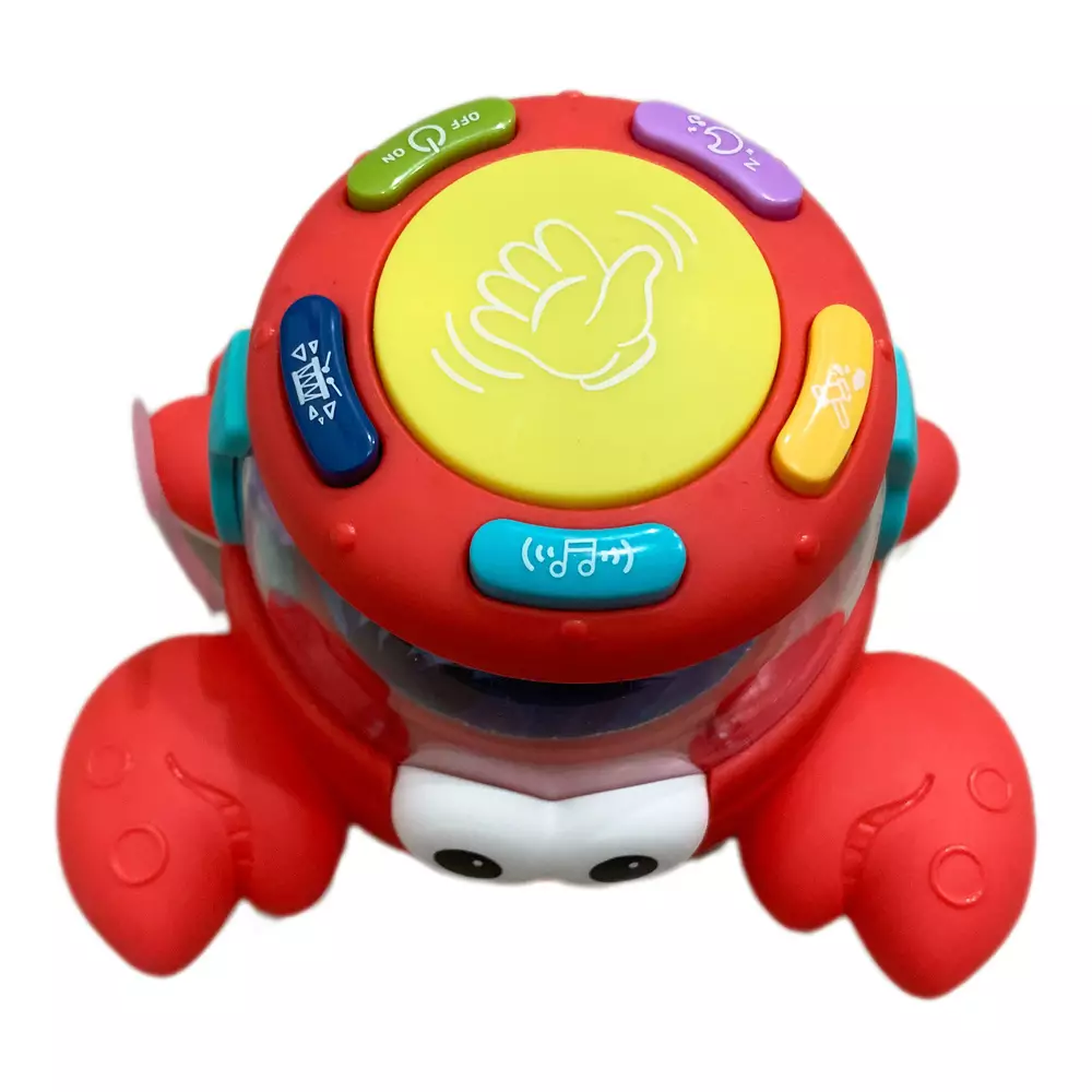 Freckles Baby Funny Animals CRAB Drum With Light and Music (Termasuk Baterai) - Mainan Aktivitas Edukasi Bayi