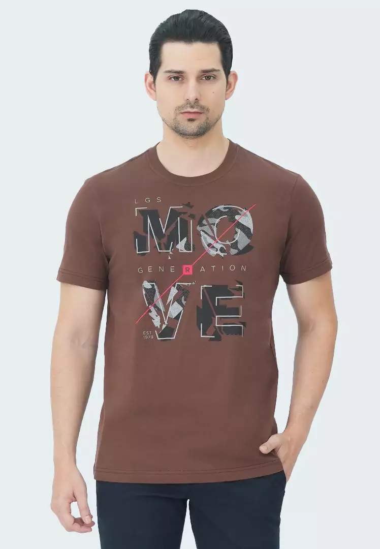 LGS - Kaos Pria - Kaos Grafis - Motif Sablon - Slim Fit - Coklat - GTS.878.N284.02.C