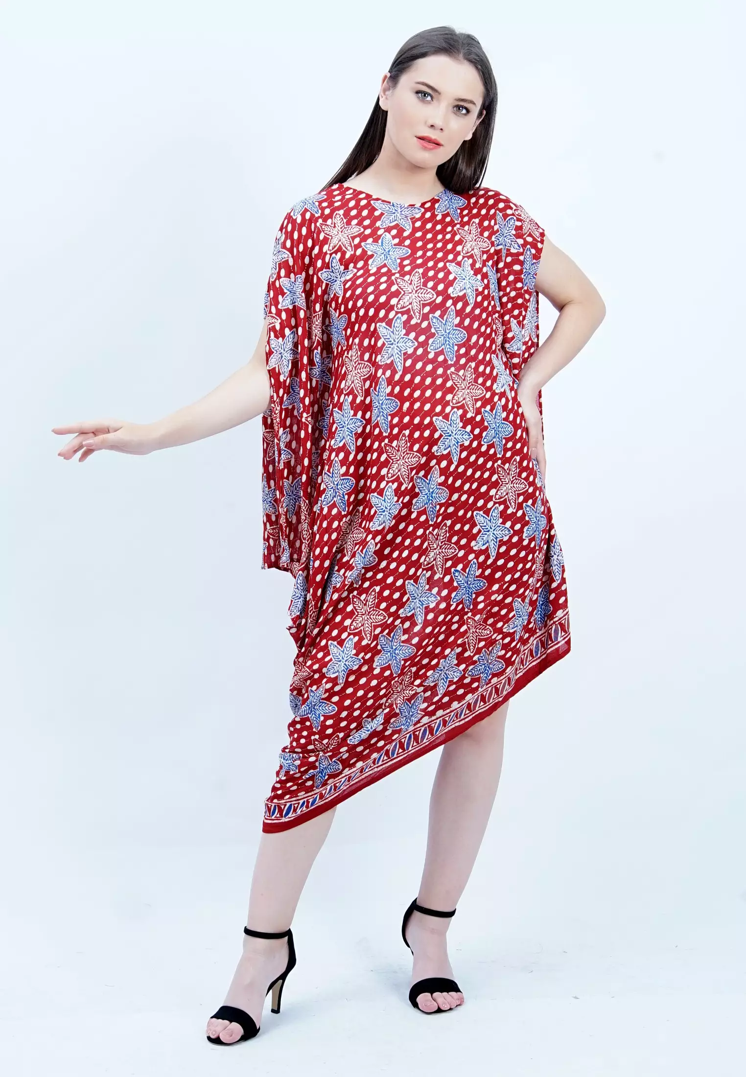 Kaftan Muslim Atasan Wanita Short Sleeve Redia Raya Red