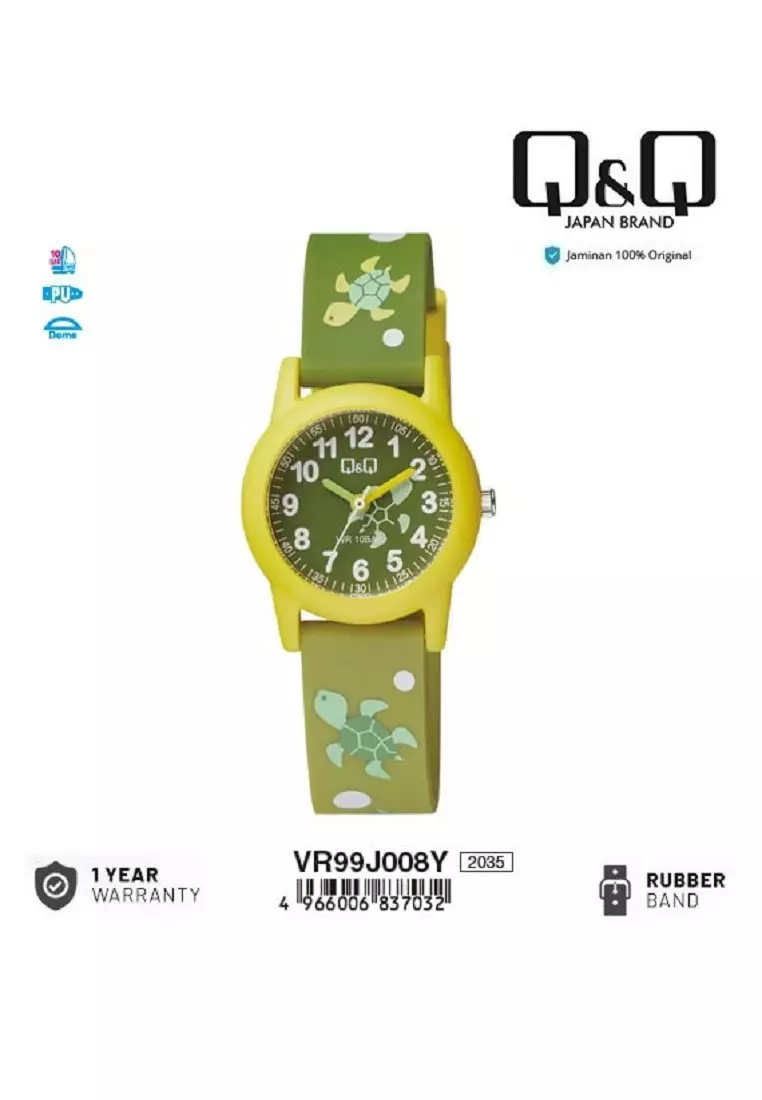 Q&Q QNQ QQ Original  Kids Watch Jam Tangan Anak Tali Karet VR99 VR99J Water Resist VR99J008Y