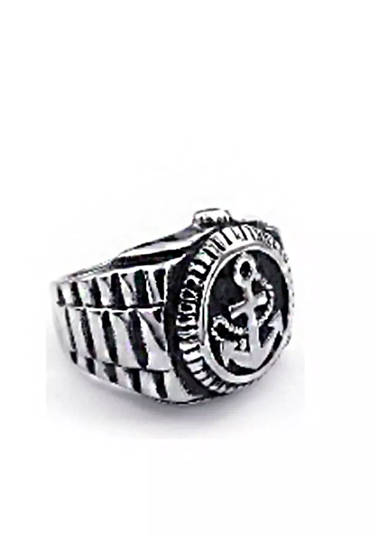Accessories Cincin Pria Anchor Premium Stainless-Steel Ring Silver