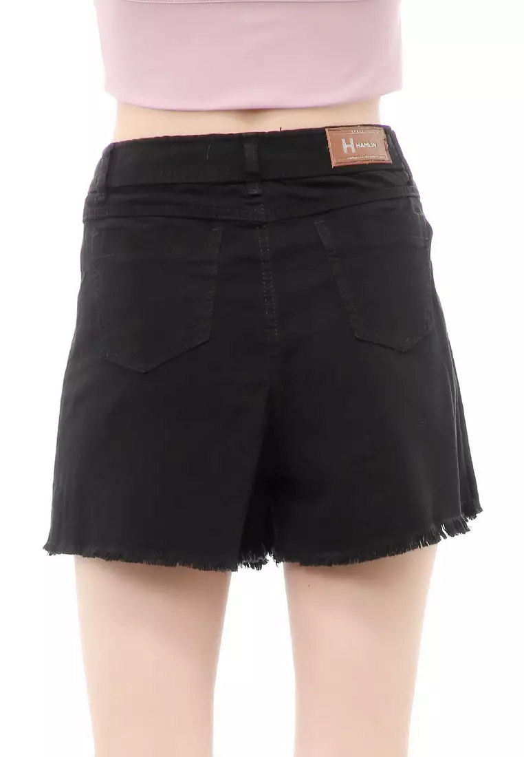 Madoc Short Skirt Pants Rok Celana Pendek Kasual Wanita Stylish Material Denim ORIGINAL - Black