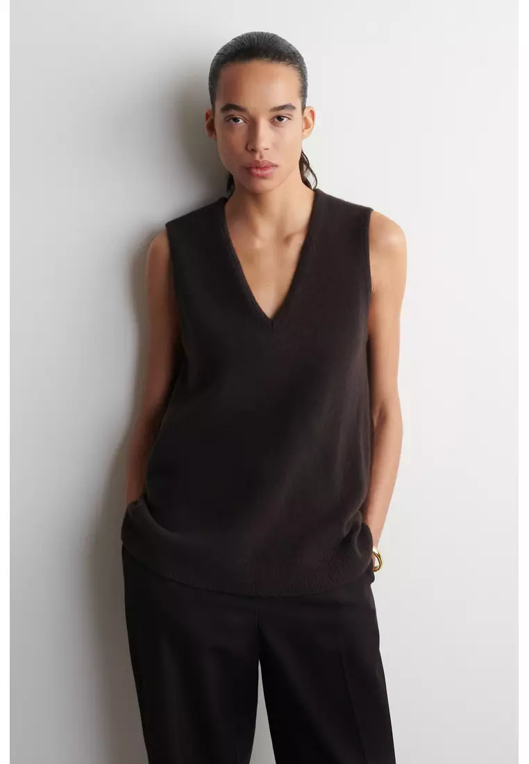 Buy COS WOOL V-NECK TUNIC VEST 2026 Online | ZALORA