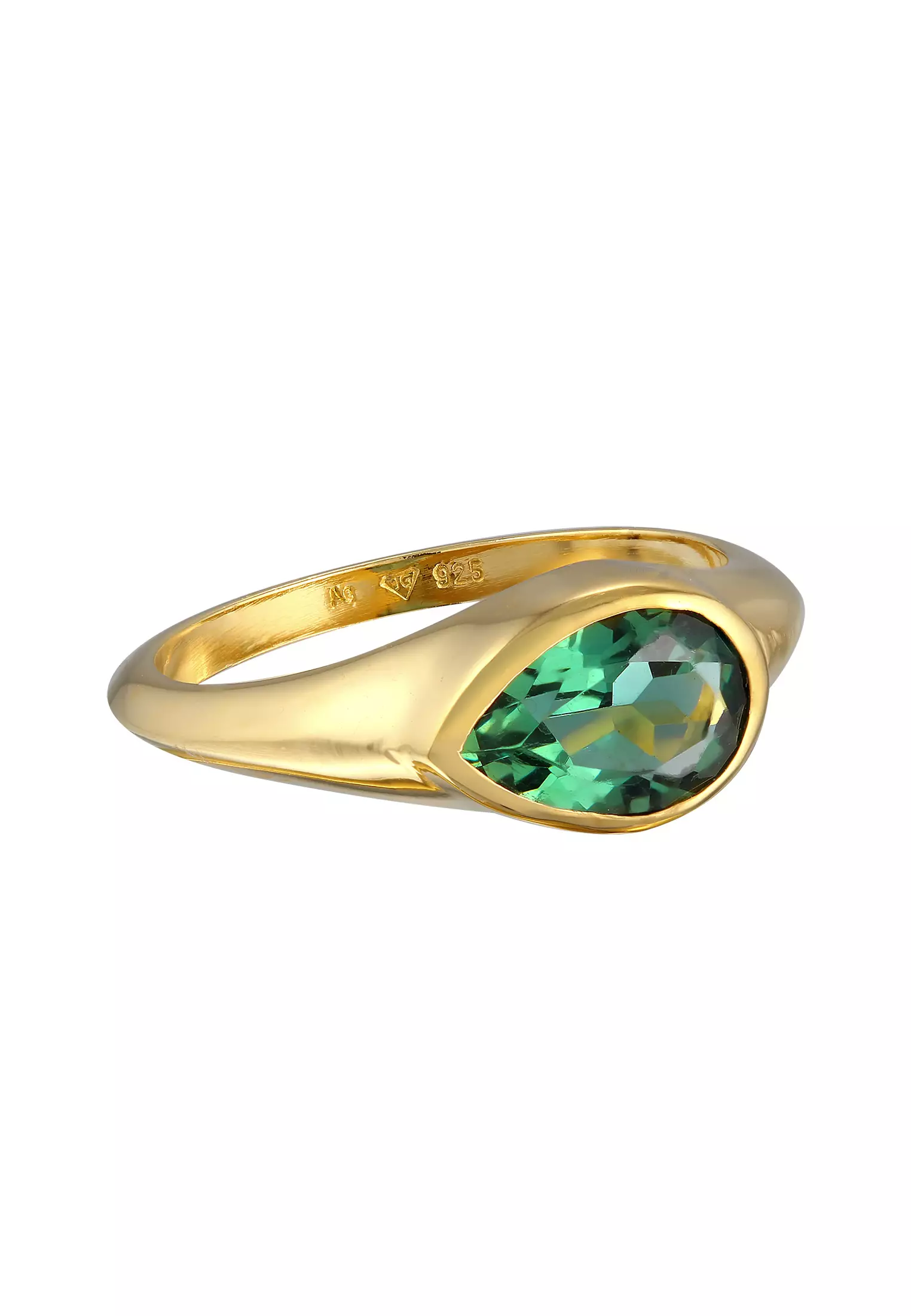 Ring Signet Trend Quartz Gemstone Gold Plated
