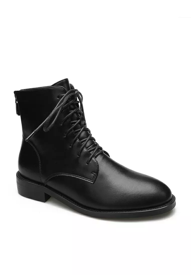 Faux Leather Lace Up Martin Boots TE2045-1