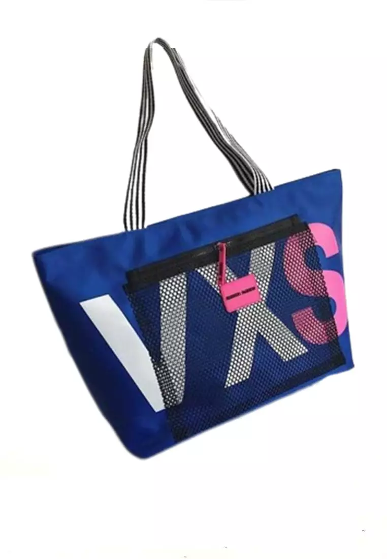 Eilaria Tas Selempang Wanita Tote Bag Gym Bag Design Sporty Large Storage Material Nylon ORIGINAL - Blue