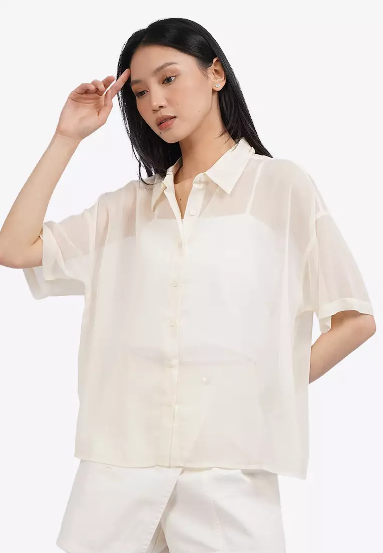 Short Sleeve See Through Blouse