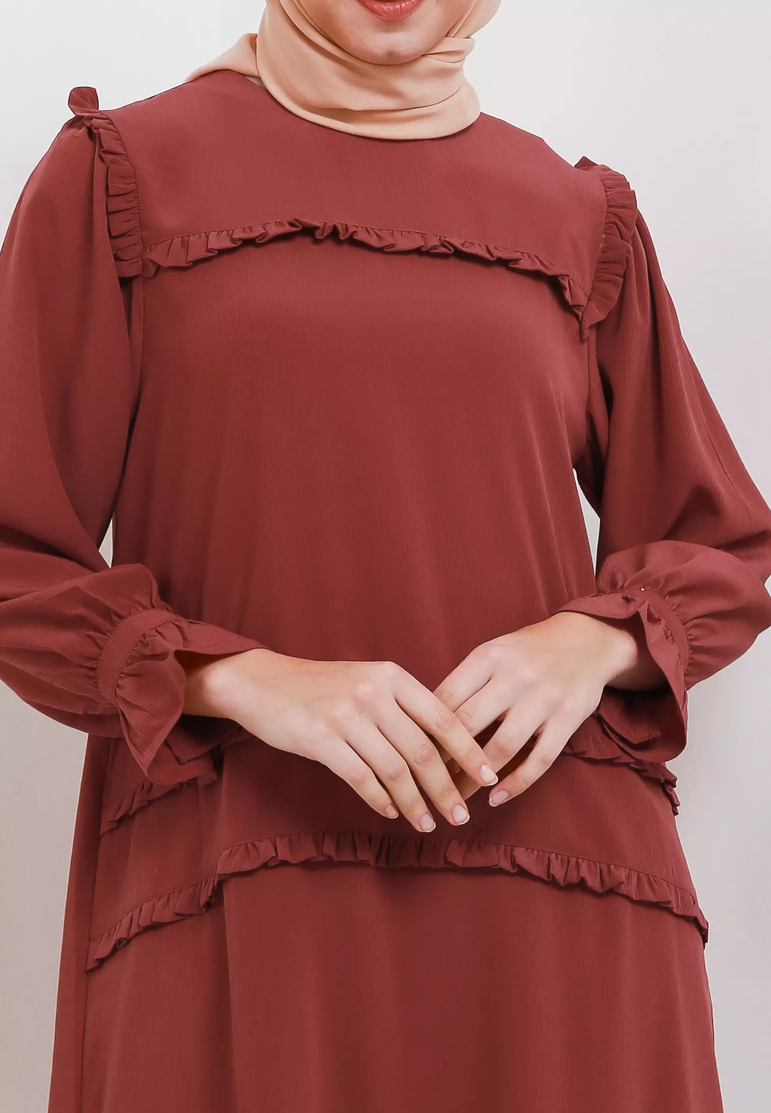 MFMW Hikade Midi Dress Gamis Merah Bata