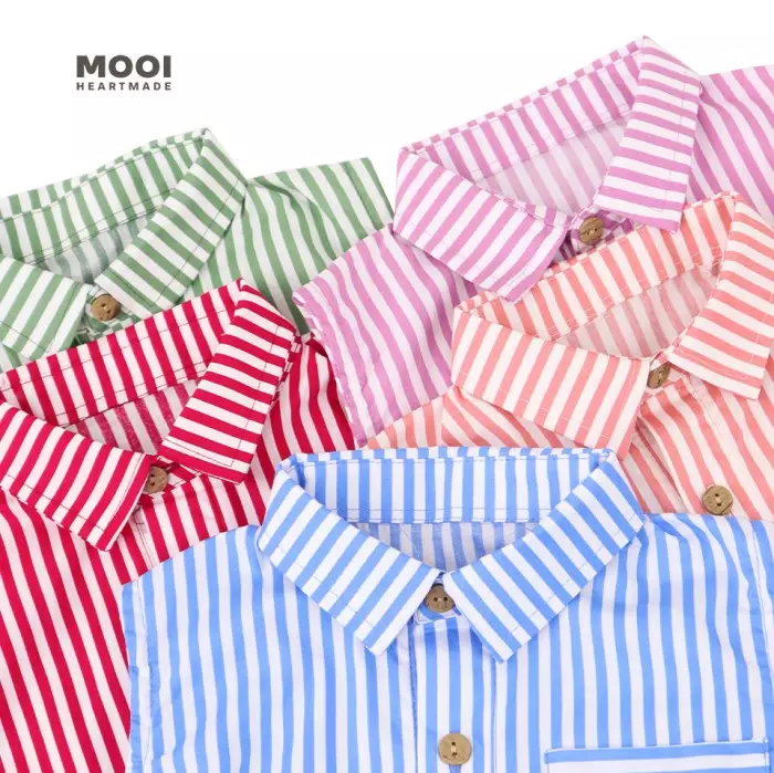 Mooi Kemeja Anak Perempuan Elicia Striped Shirt - Magenta