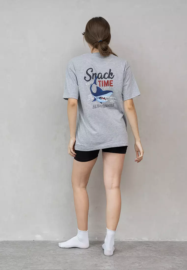 Kaos abu t shirt polos wanita houseofcuff motif Snack time