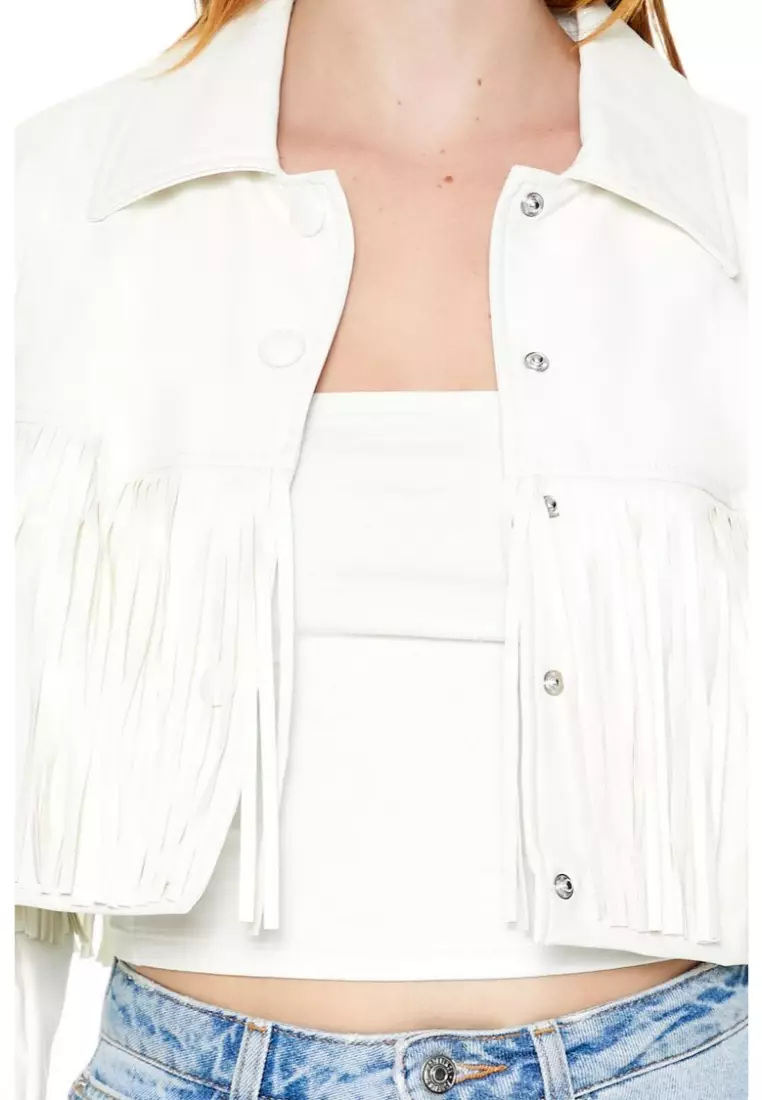 White fringe jacket forever 21 outlet