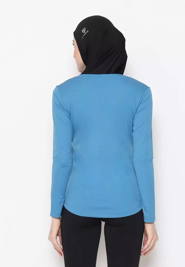 Fitwear - Kaos Olahraga Wanita NEW AURORA LS BASELAYER EAZYDRY - FRENCH BLUE
