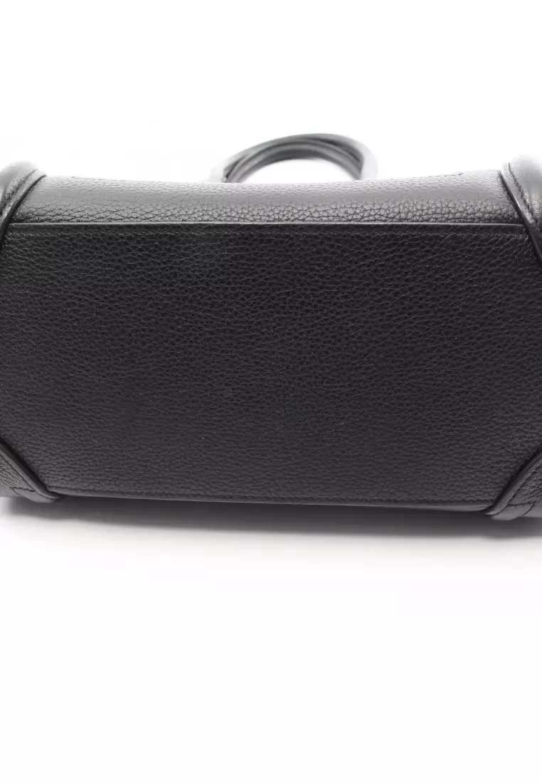 Pre-Loved Celine luggage micro shopper Handbag tote bag leather black