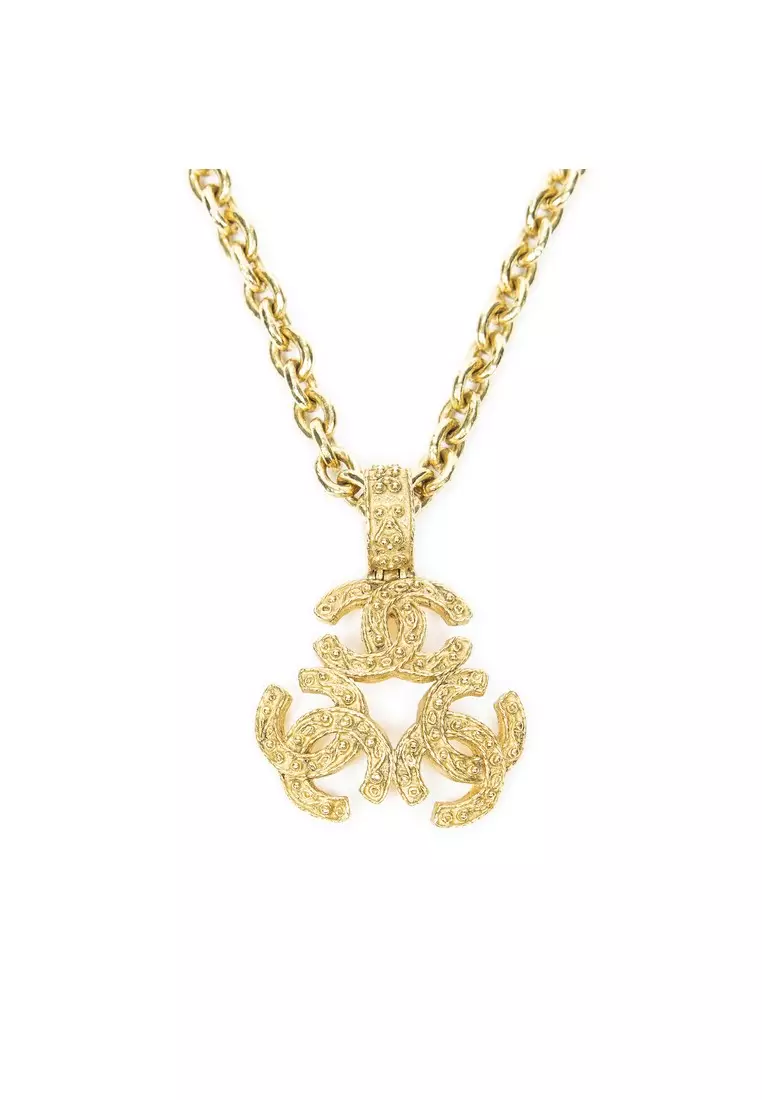 Pre-Loved Triple CC Pendant Chain Necklace