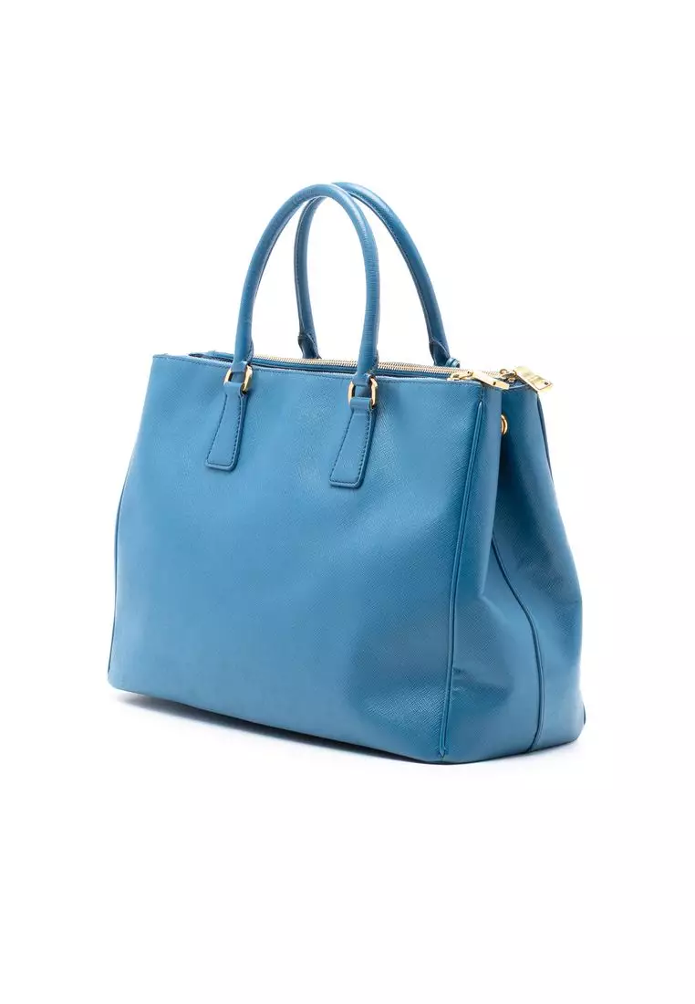 二手 Prada 大號 Saffiano Lux Galleria 雙拉鍊手提包