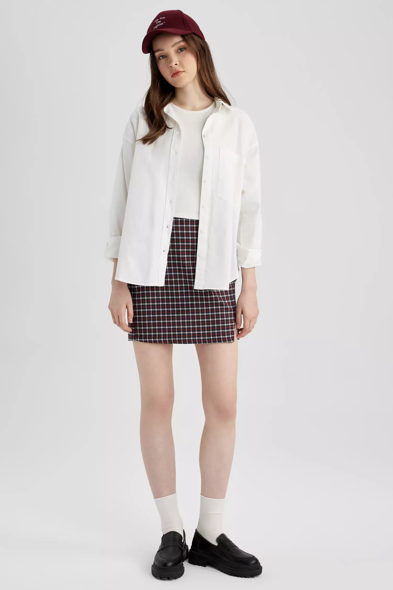 Woven Plaid Mini Skirt