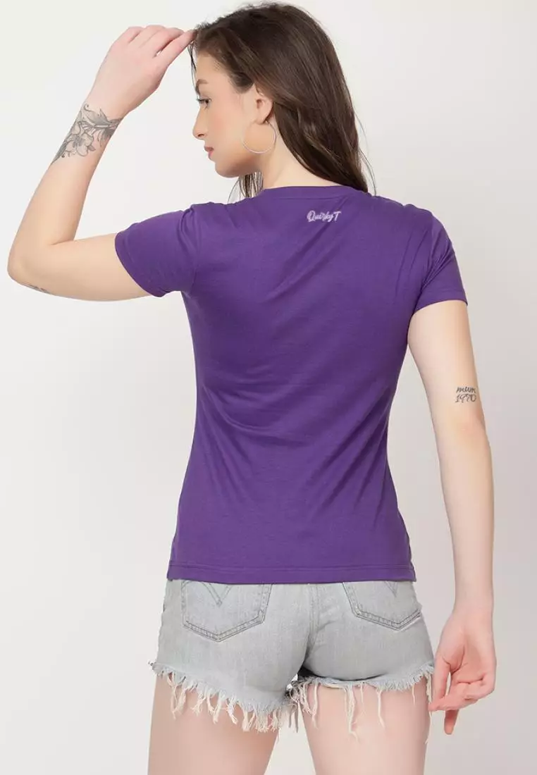 Kids HavePaws Relaxed Short Sleeve Stylish Purple Cotton Casual Graphic Print Tee/TShirt