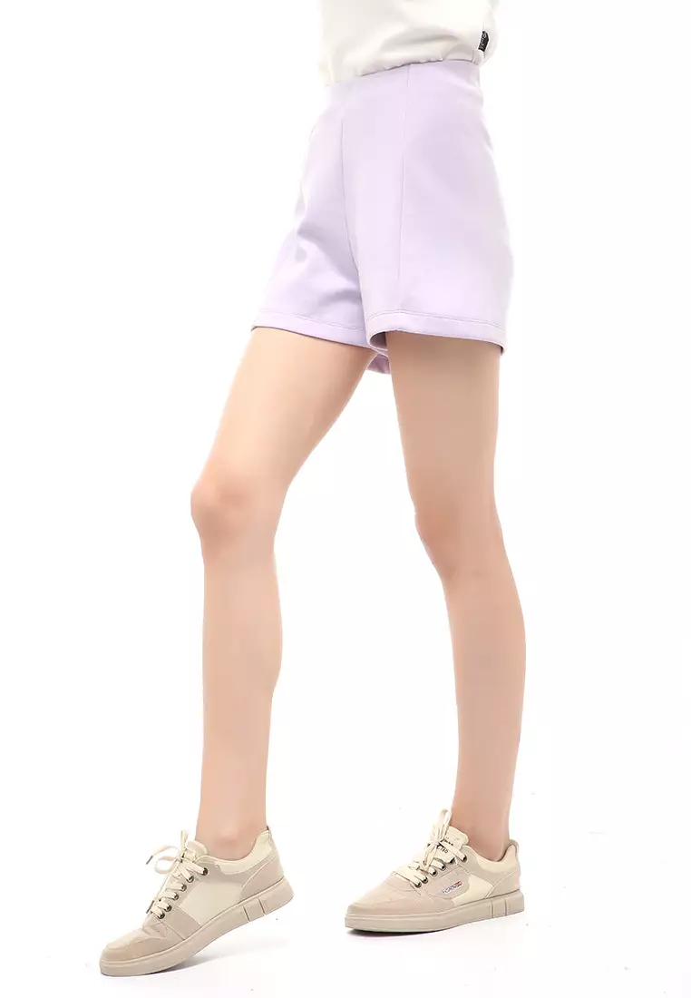 Short Pants Bawahan Wanita Motif Solid Design Casual Premium Quality - Lilac
