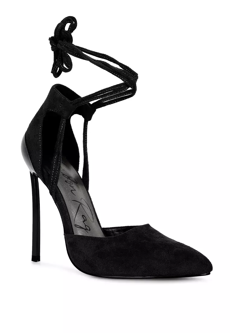 Black suede online lace up heels