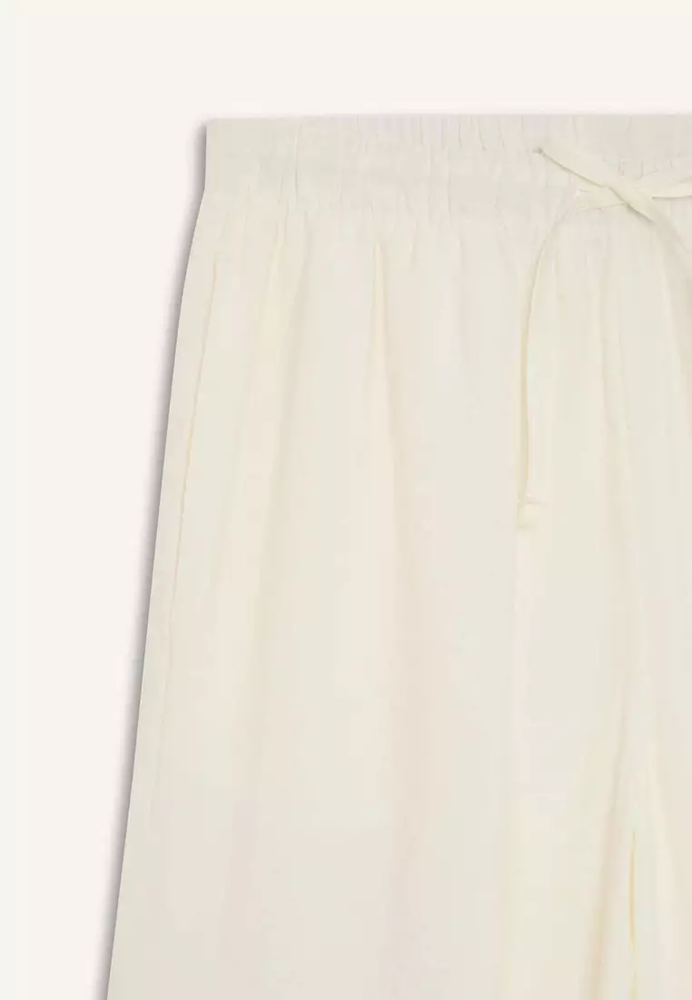 Regular Fit Stretchy Waisted Beach Pants-Fall in Love E1172Ax25Sm