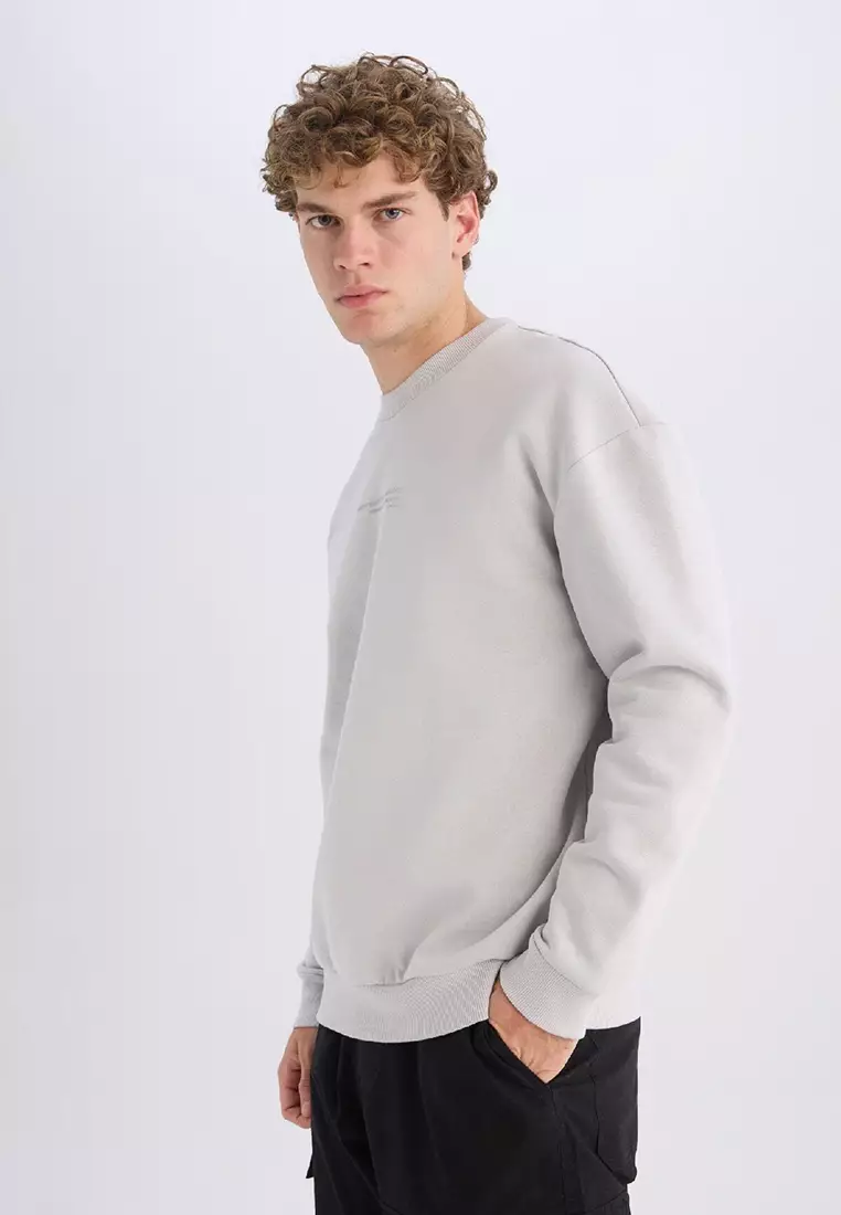 Boxy Fit Crew Neck Printed Sweatshirt