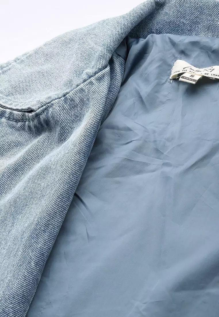 Jaket Biker Light Wash Warna Biru