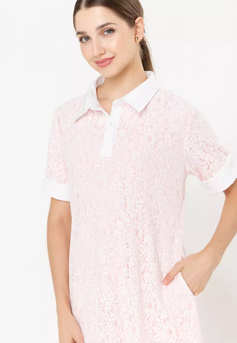 Lorien Lace Tent Dress with Collar