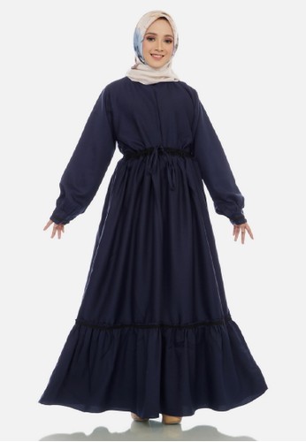 Jual Batik  Mayung gamis  sanaya navy Original ZALORA  
