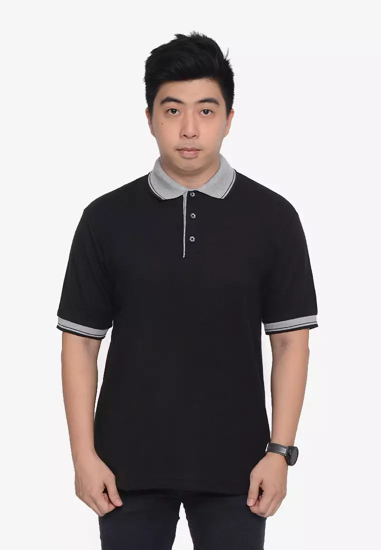 Andre Michel Kaos Polo Shirt Lengan Pendek Kerah Abu Hitam 933-5