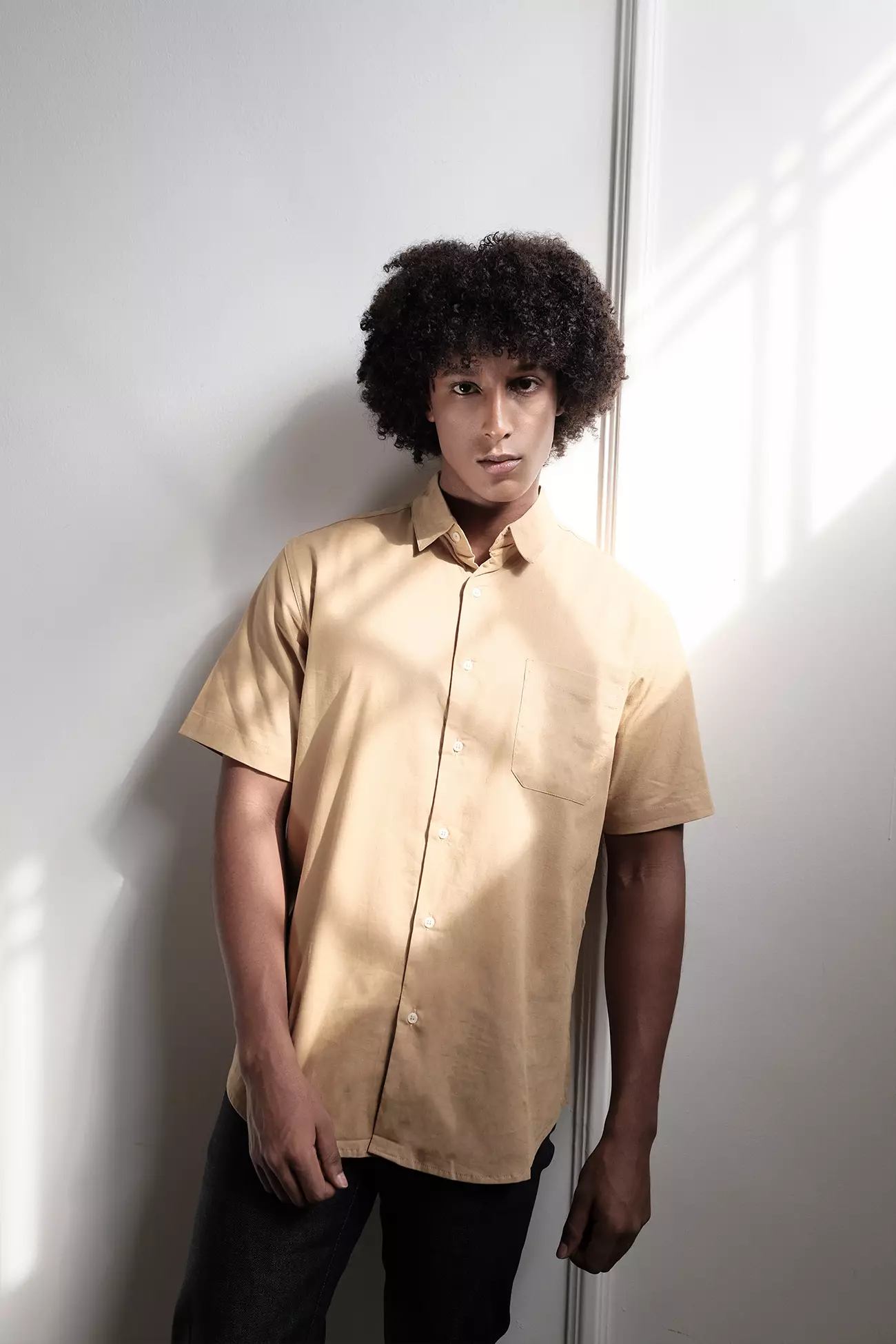 LARUSSO Premium French-Linen Shirt Pendek - Ginger L003