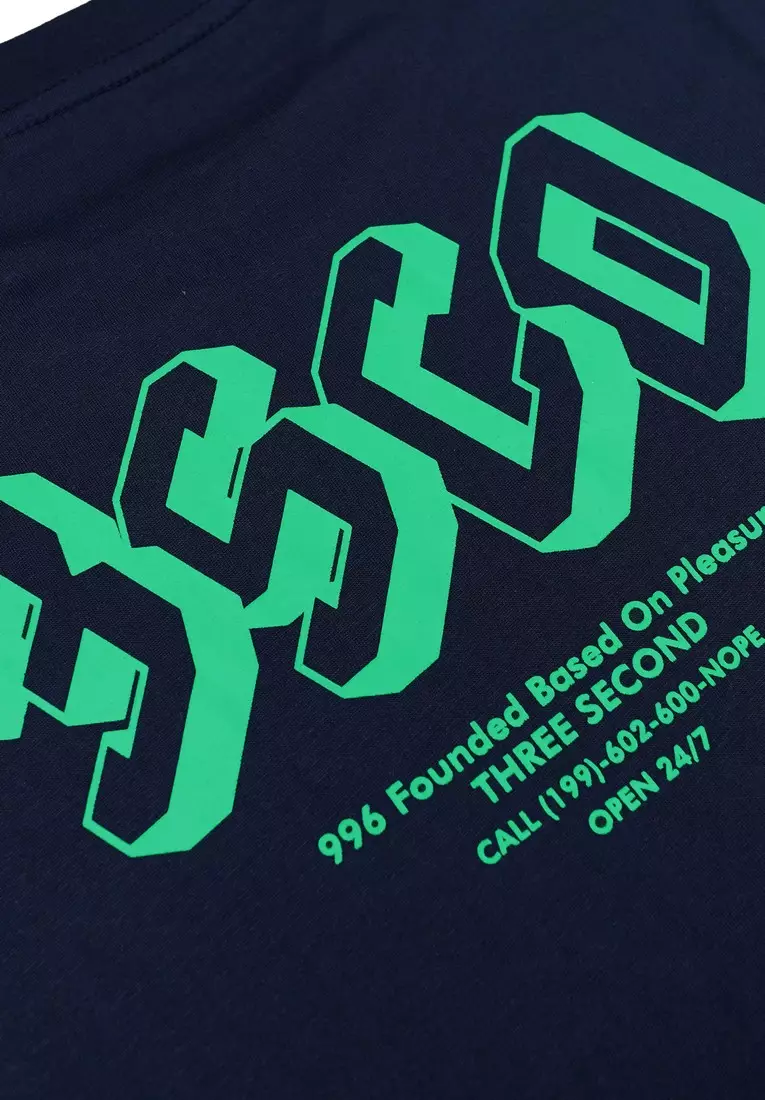 3Second Men's T-Shirt Short Sleeve Regular Fit Cotton Logo Script Patty C910125