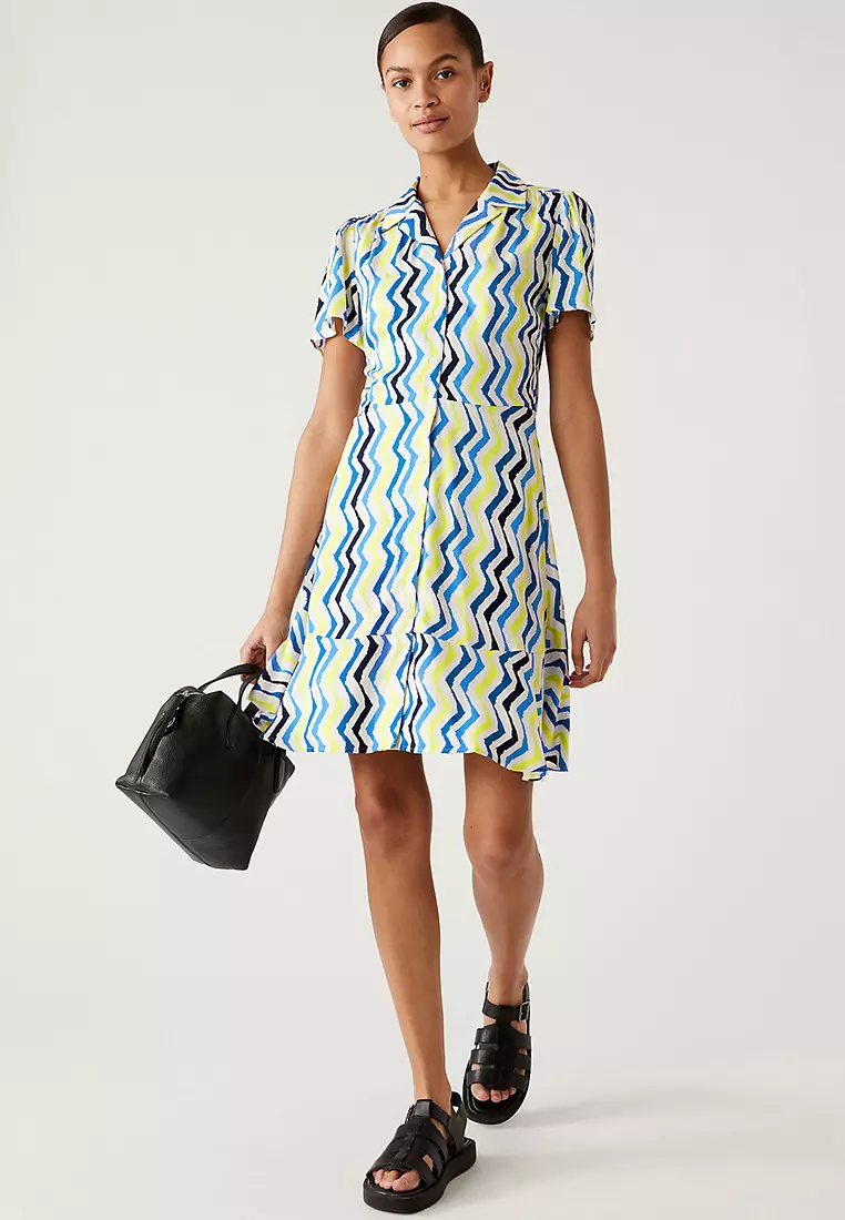 Printed Mini Shirt Dress