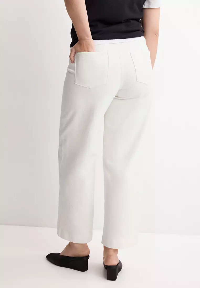 High-Waisted Wide Leg Jeans With Stitching