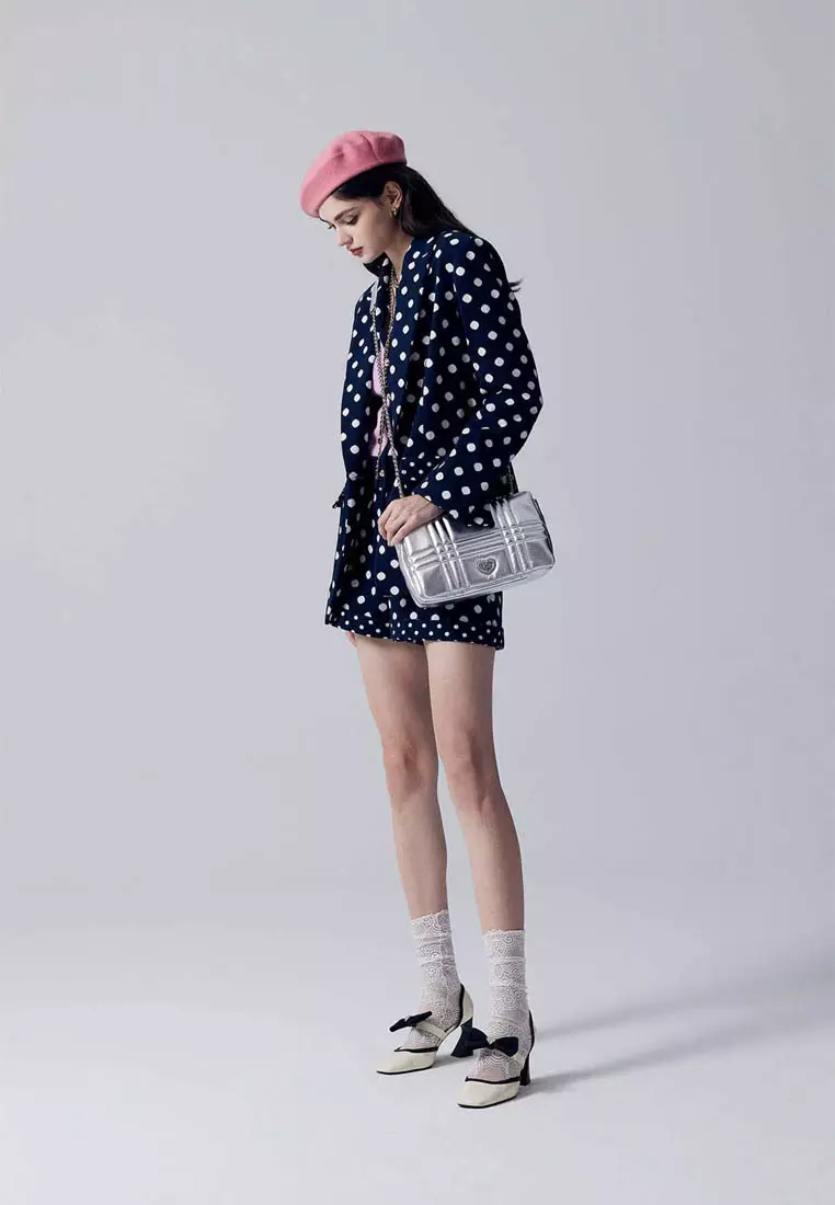 Polka Dot Mid Length Blazer