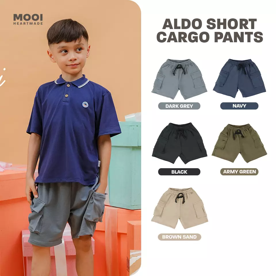 Mooi Celana Pendek Cargo Anak Aldo Short Cargo Pants - Army Green
