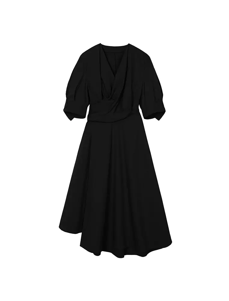 Plain Weave X-Line Loose Everyday Casual Short Sleeve Dress