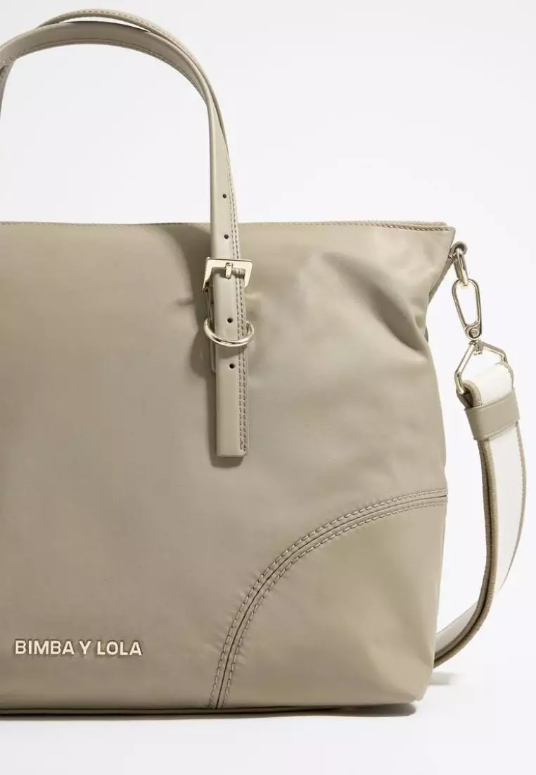 Bimba Y Lola L Light Khaki Nylon Shopper Bag