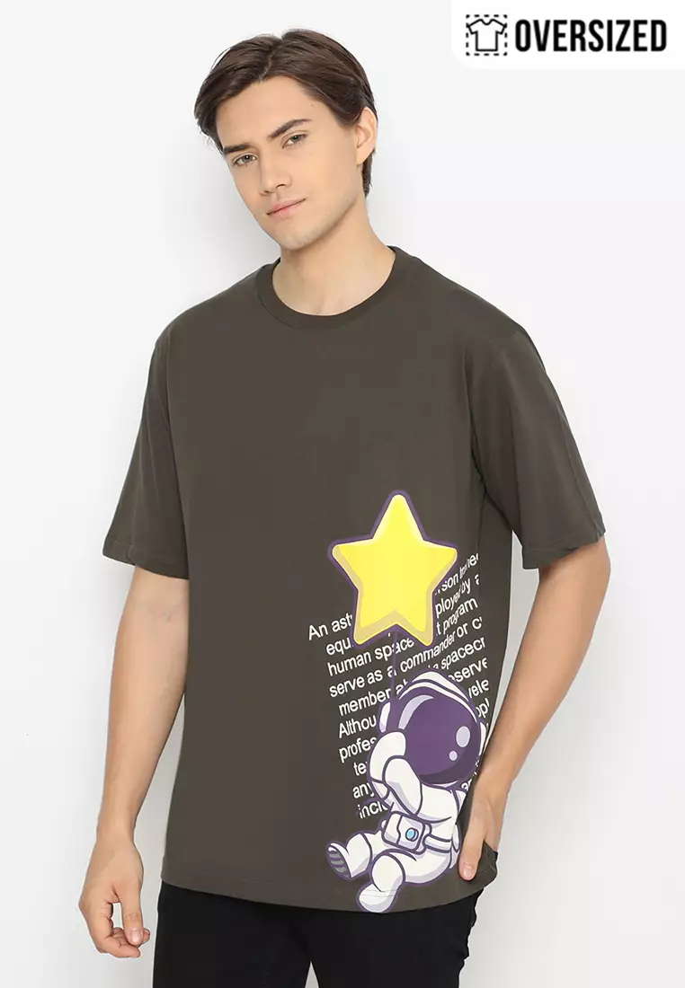 RBJ T-Shirt Cotton Combed Dark Olive Oversized Pria 2079350061