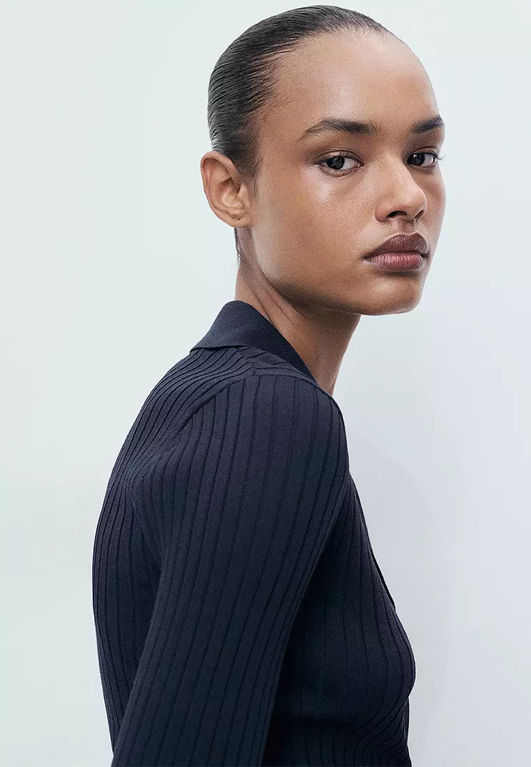 Ribbed Lapel Cardigan