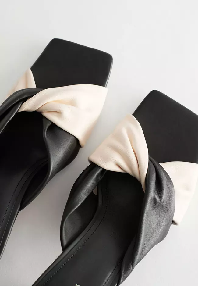 Leather Slip-on Heeled Mules