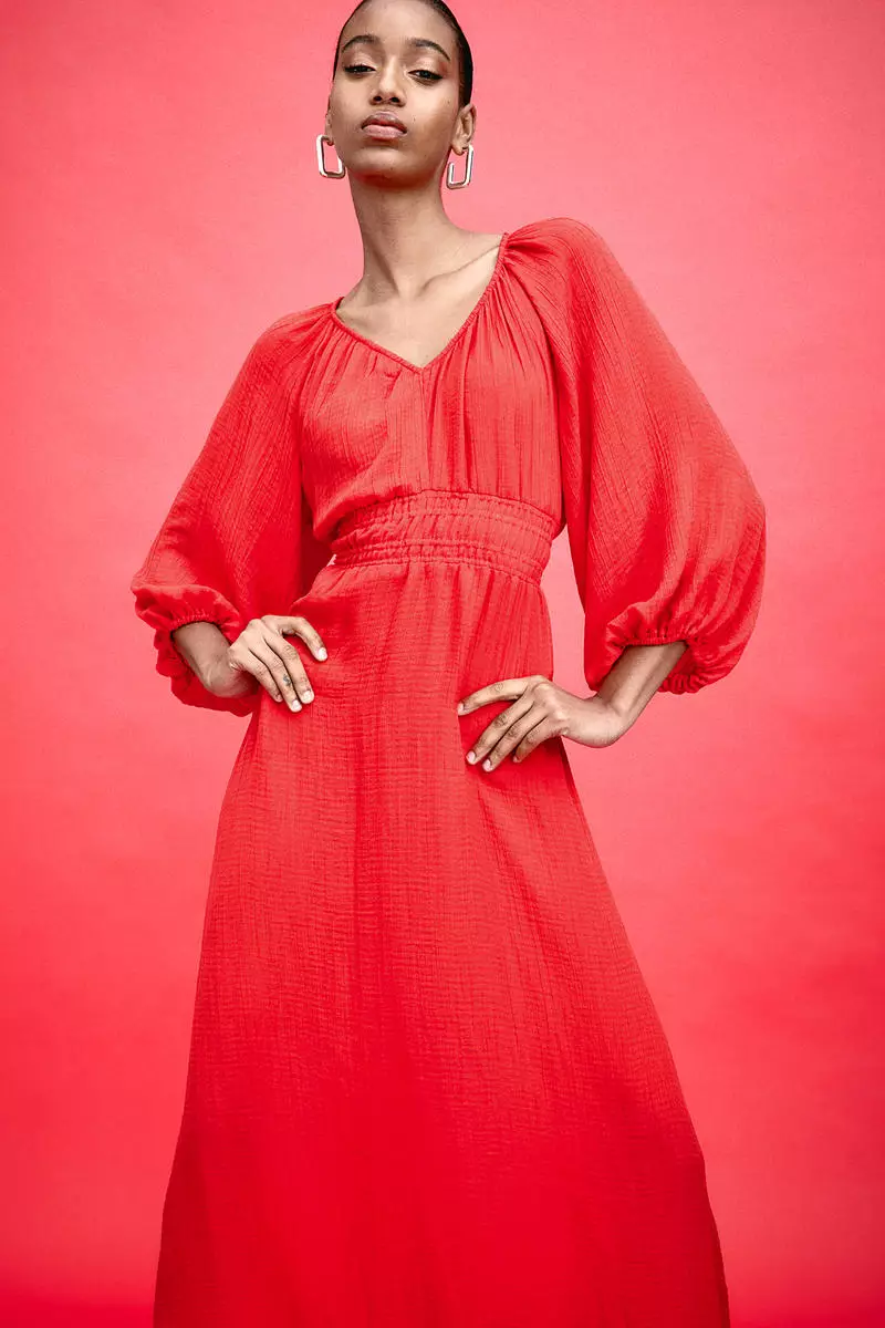 Balloon-sleeved dress