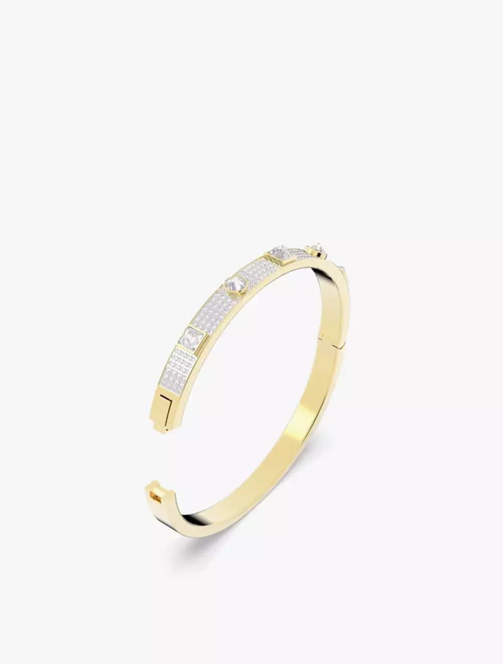 Thrilling Bangle, Mixed Cuts, Pavé, White, Gold-Tone Plated - S - White