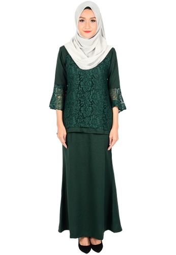 Baju Kurung Molly Set In Emerald from MyTrend in Green