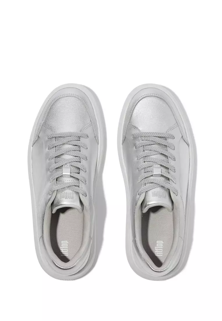 FitFlop RTG Metallic-Leather Sneakers - Silver (E5T-011)